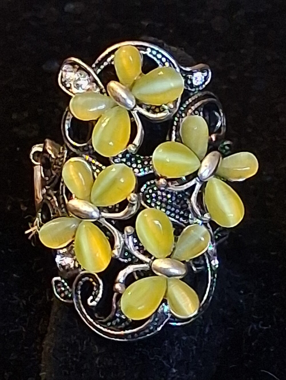 Paparazzi Silvertone Yellow Butterfly Statement Stretch Ring